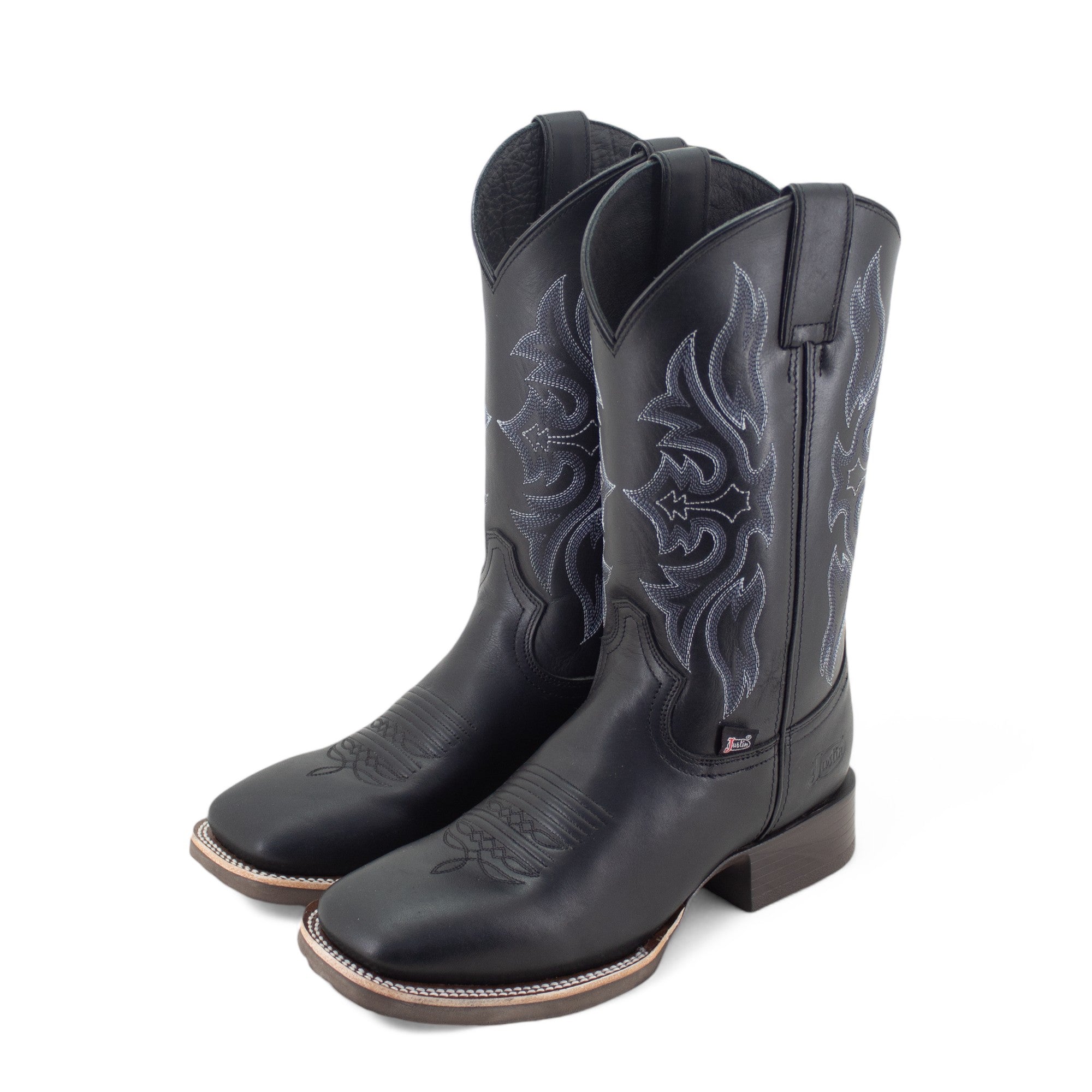 Botas Vaqueras Hombre Justin Boots De Piel Negras Suela PU Blend
