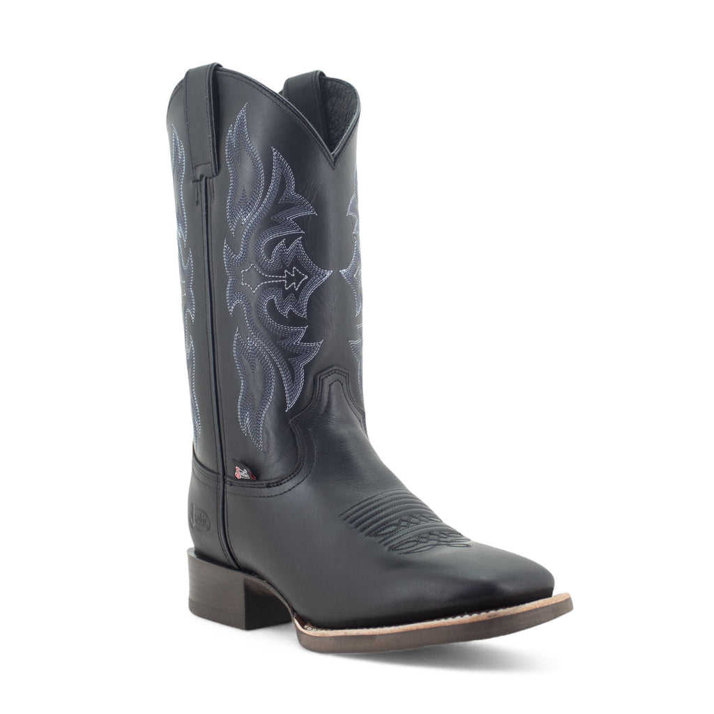 Botas Vaqueras Hombre Justin Boots De Piel Negras Suela PU Blend