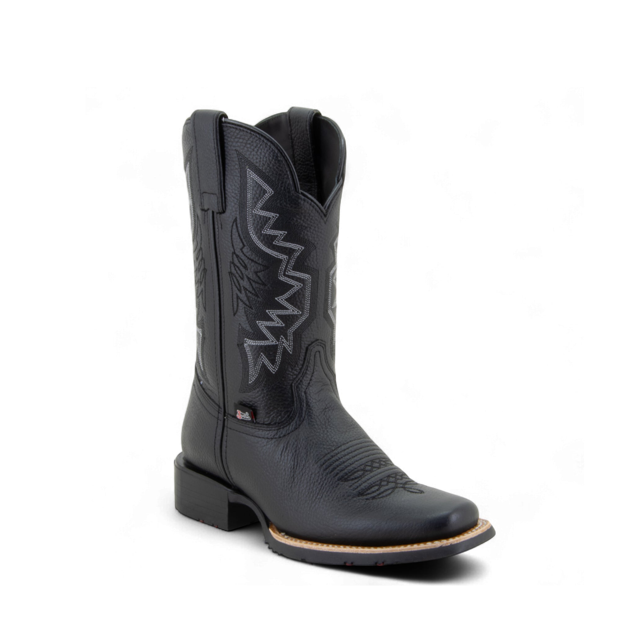 Botas Negras Vaqueras Hombre De Piel Punta Rodeo | Justin Boots