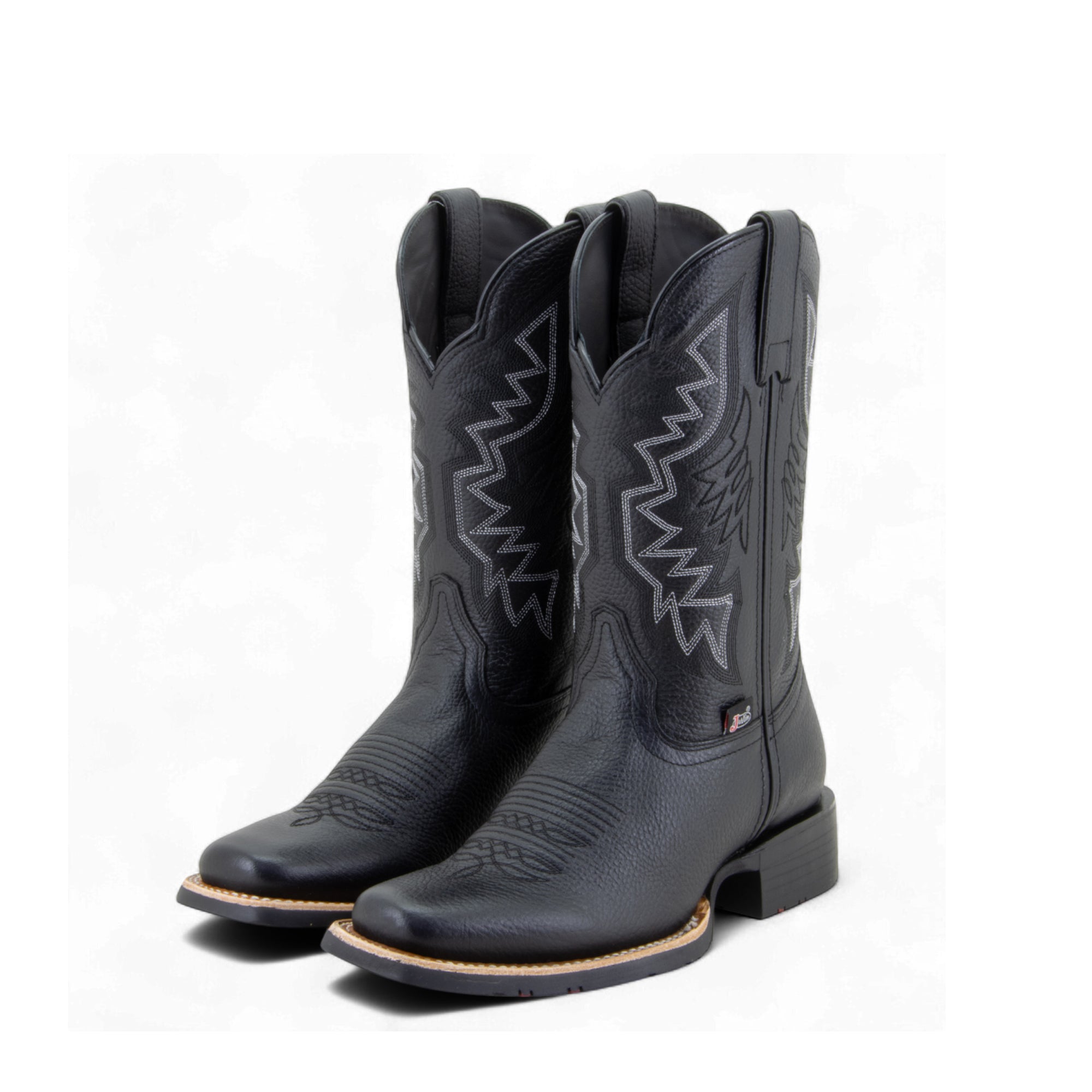 Botas Negras Vaqueras Hombre De Piel Punta Rodeo | Justin Boots