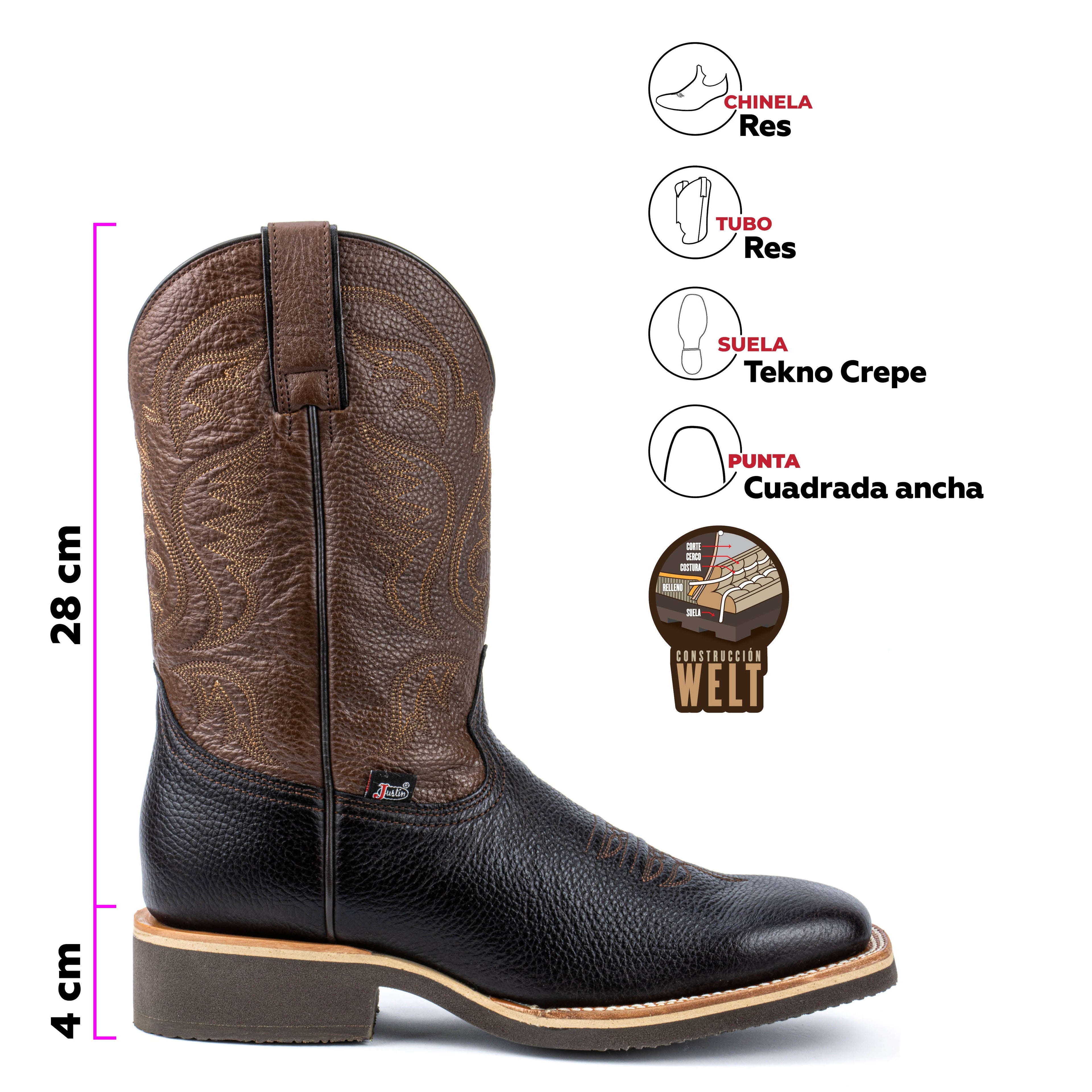 Botas Vaqueras Hombre Justin Boots Tekno Crepe Mod 5390