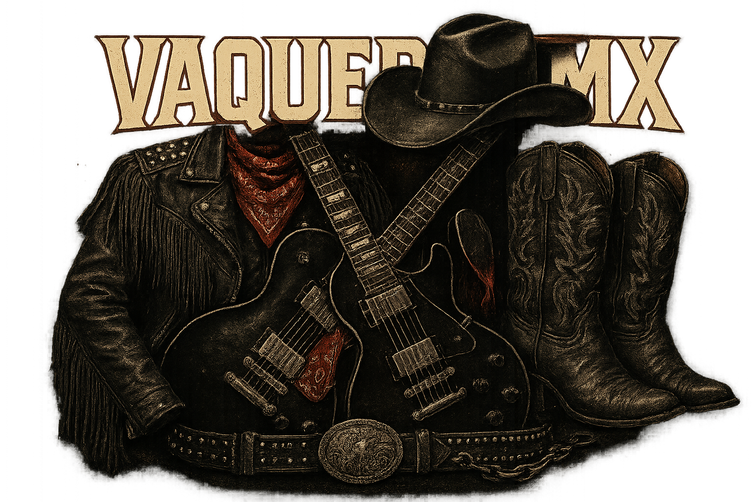 Crea una imagen roclerta pero western con el logo de vaqueros mx